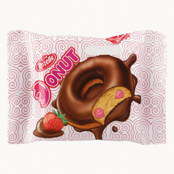 Donas de Chocolate rellenas con Fresa Rozella 30g