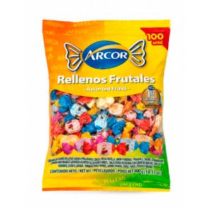 Paquete Caramelos Arcor Rellenos Frutales 100u