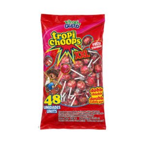 Paquete de Chupa Chupas Tropi Choops Fresa 58u 1200g